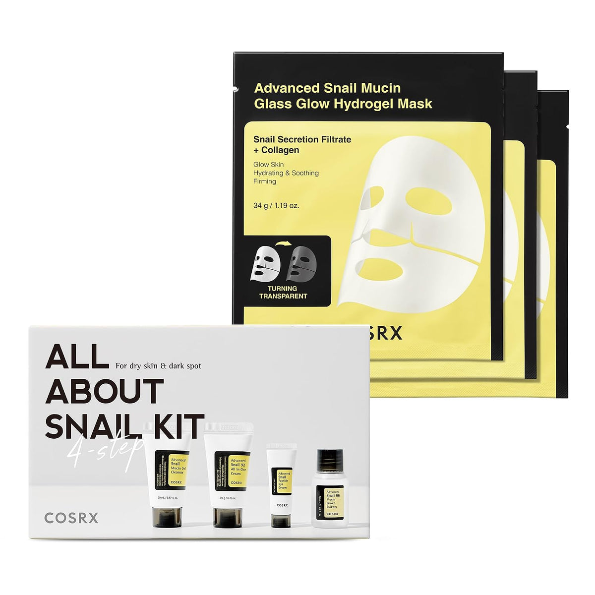 COSRX All About - Juego de caracol + máscara de hidrogel 3EA, kit d...
