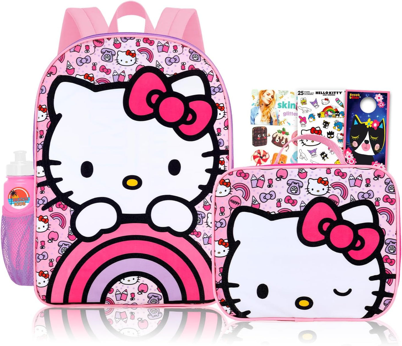 Hello Kitty - Mochila con bolsa de almuerzo, juego de 5 piezas, bol...