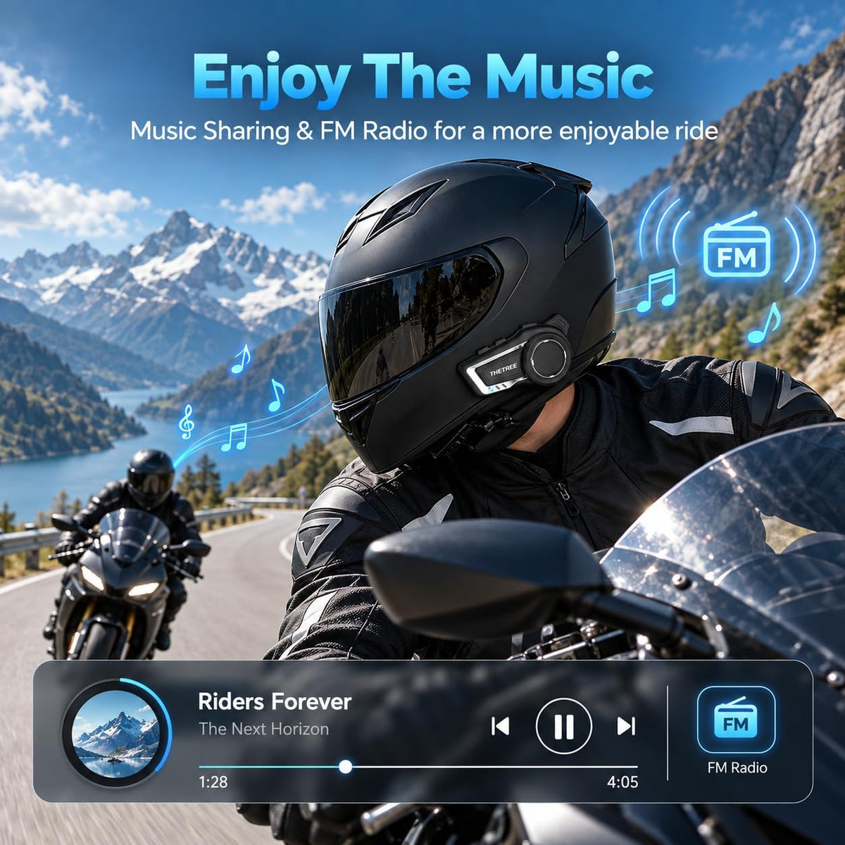 THETREE Intercomunicador de motocicleta de malla X10 BT 5.4 Qualcom...