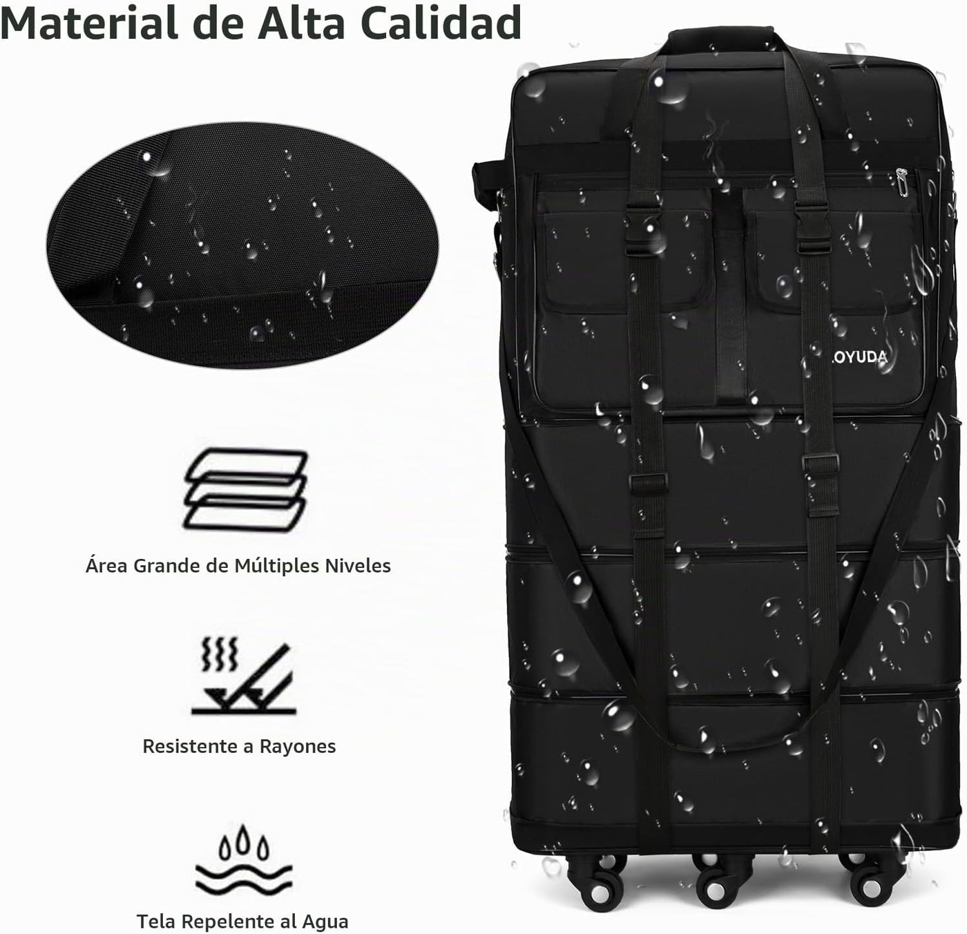 Gloyuda Equipaje expandible de 130 L, maleta de 40 pulgadas con rue...