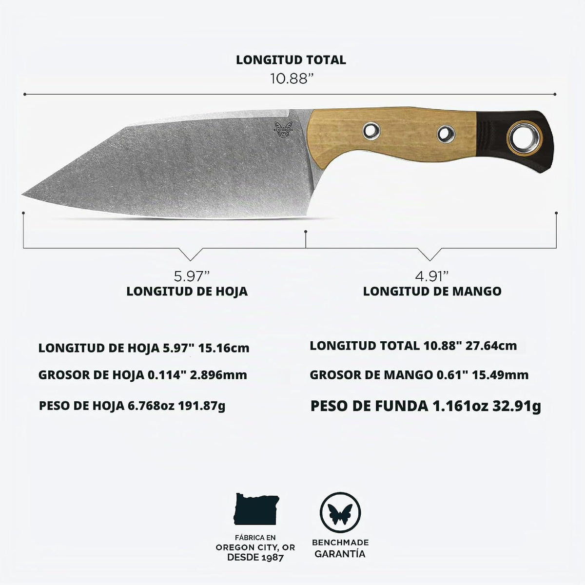 Benchmade - Cuchillo 4010 Station, Cuchillo de hoja fija para la co...