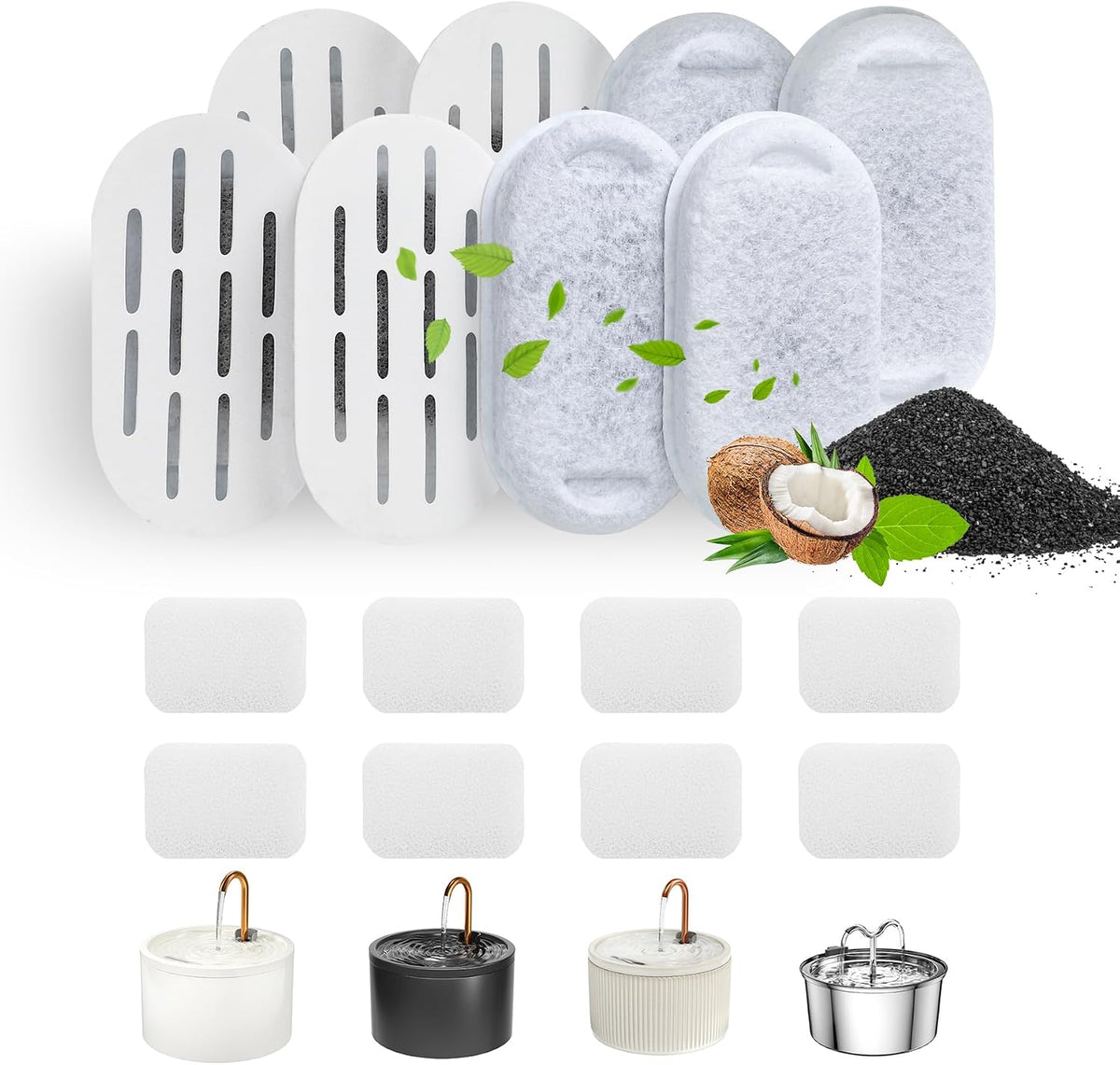 DOOOB Filtros de fuente de agua para gatos, paquete de 16 filtros d...