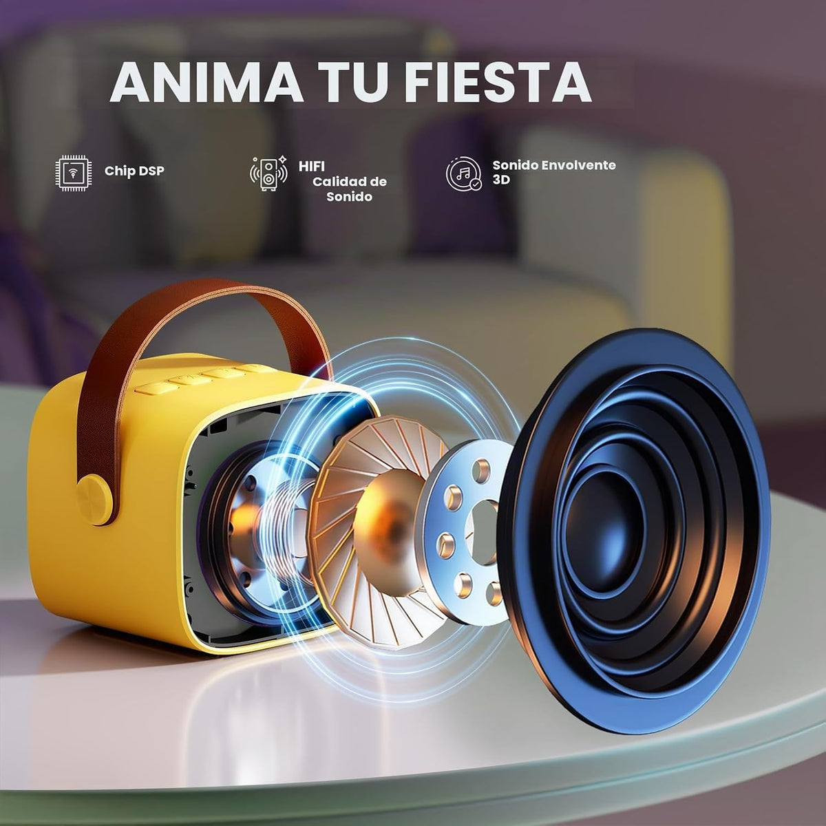 Micrófono de karaoke mini YLL para niños y adultos, altavoz Bluetoo...