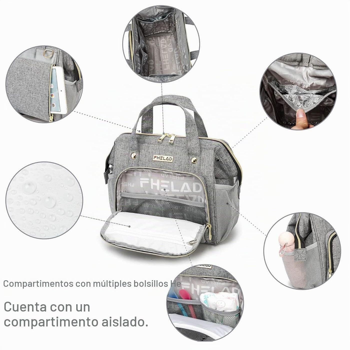 FHELAD - Bolsa de pañales pequeña para mujer, mini bolsa de bebé 4...