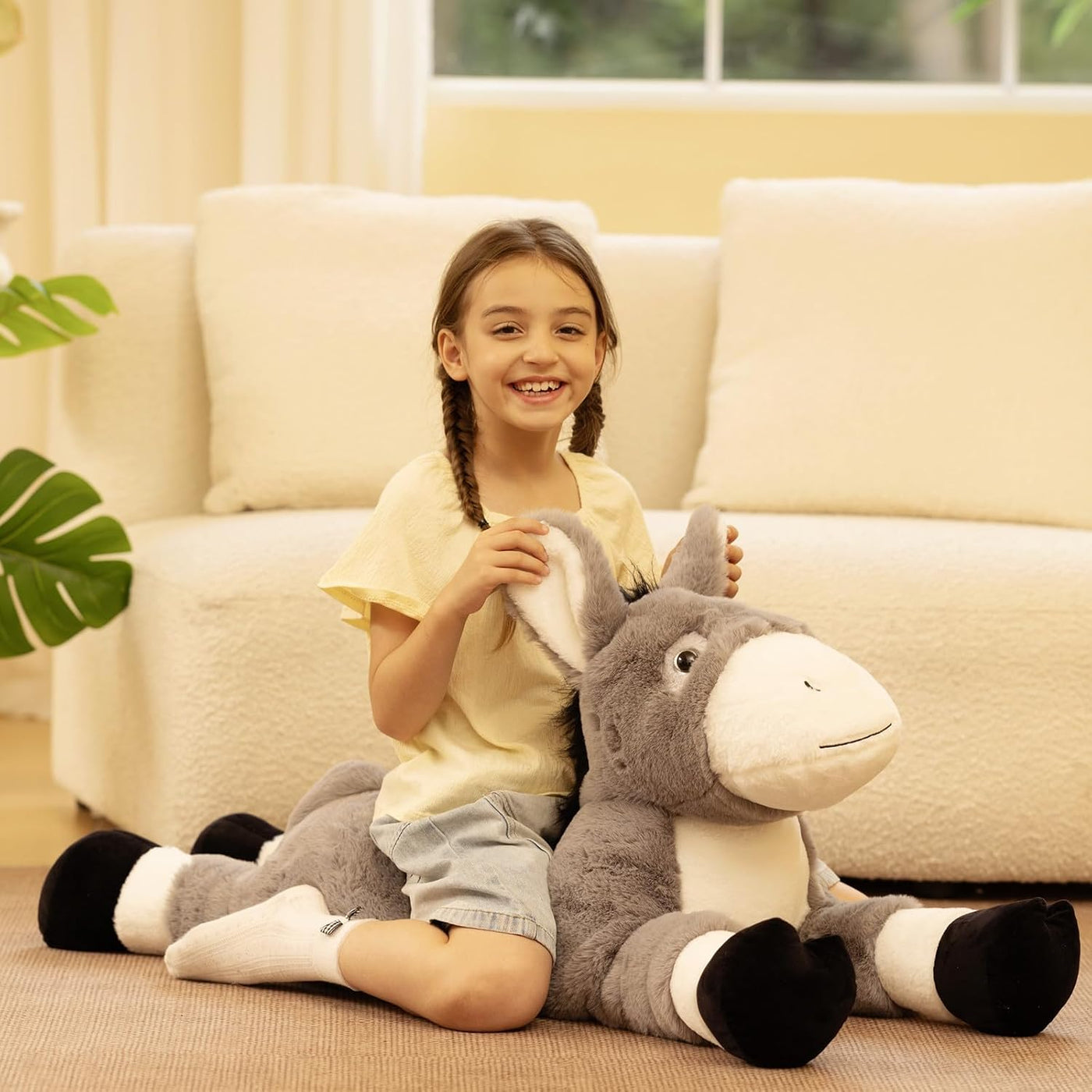 Tezituor Animal de peluche de burro gigante de 43.3 pulgadas, almoh...