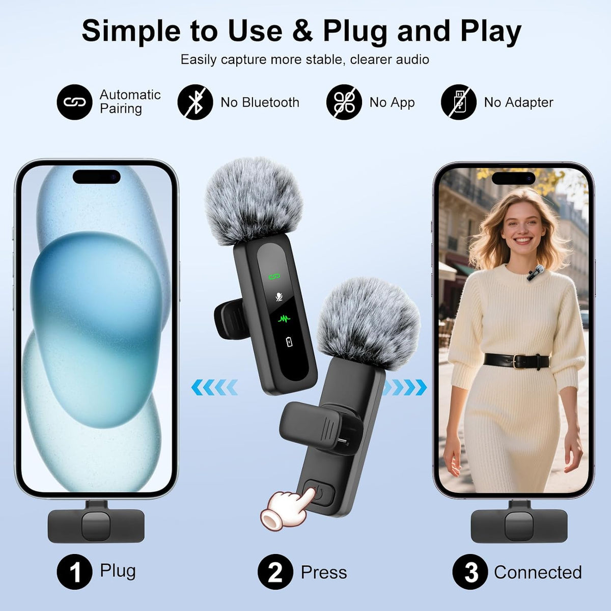 YUANRAN Mini micrófono inalámbrico para iPhone, micrófono de solapa...