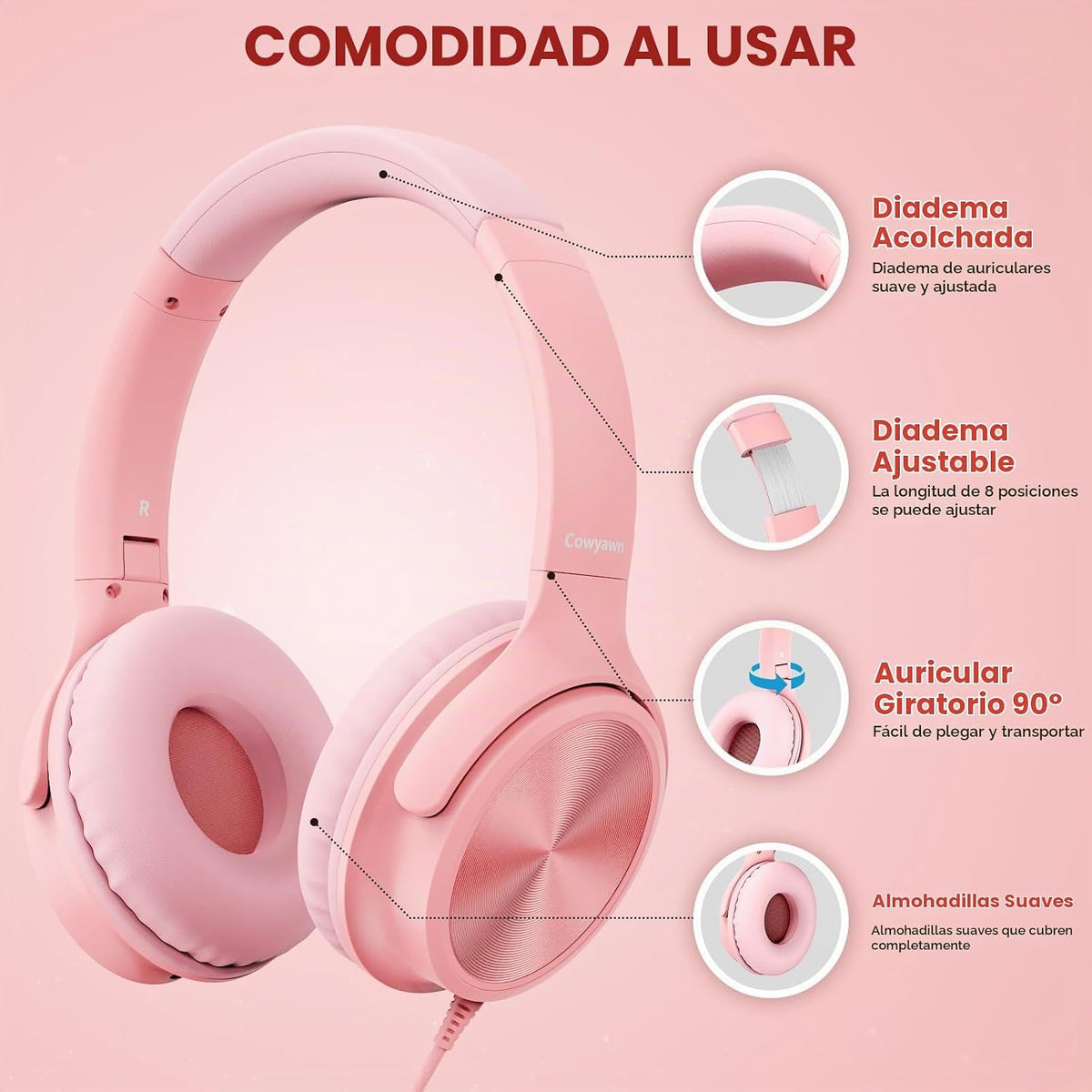 Cowyawn Auriculares USB C con cable, auriculares USB C con cable co...
