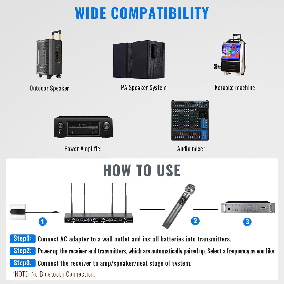 Phenyx Pro Sistema de micrófono inalámbrico dinámico de metal UHF d...