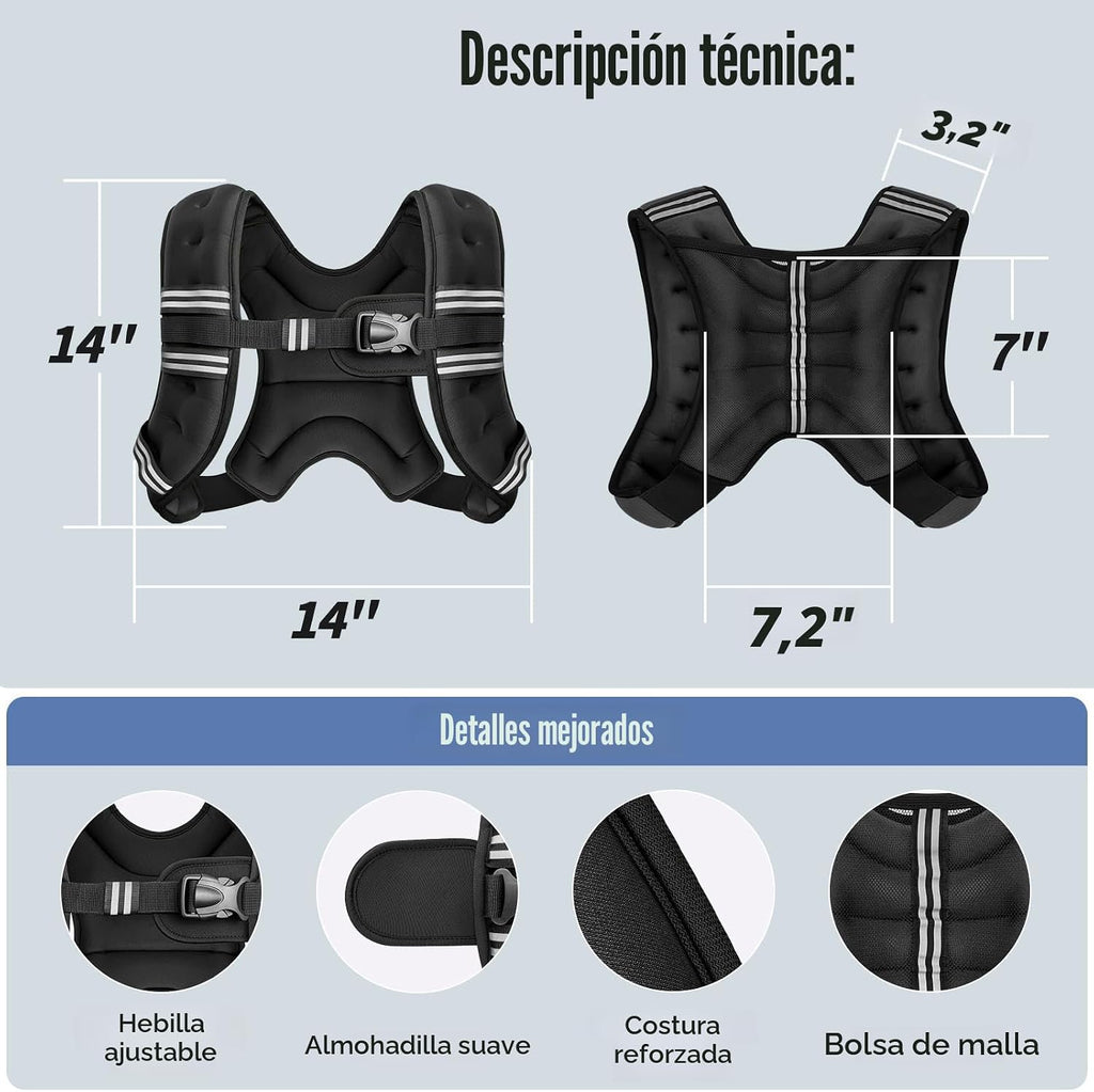 Zeerun Chaleco con peso, 6 libras, 8 libras, 10 libras, 12 libras,...