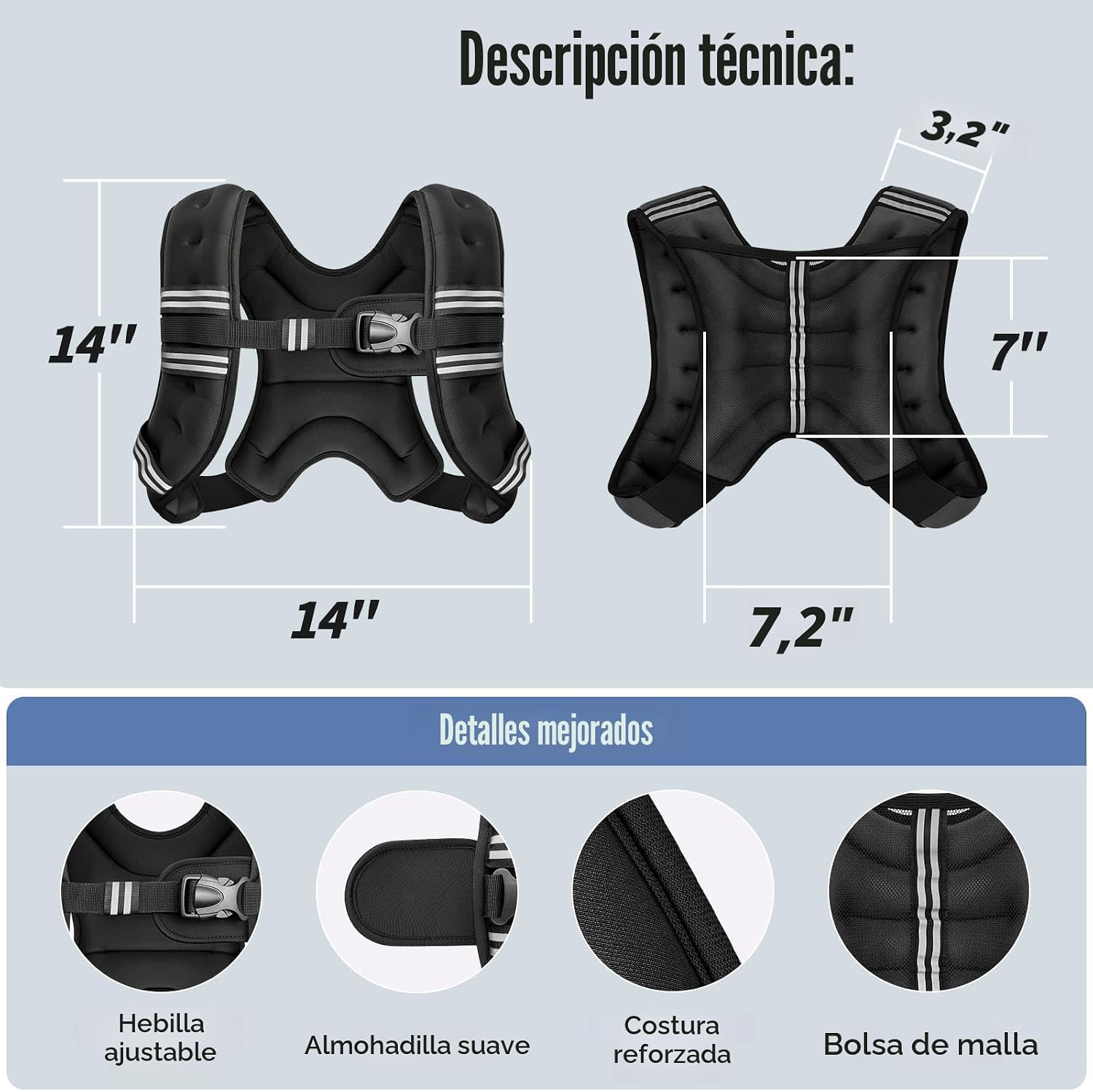 Zeerun Chaleco con peso, 6 libras, 8 libras, 10 libras, 12 libras,...