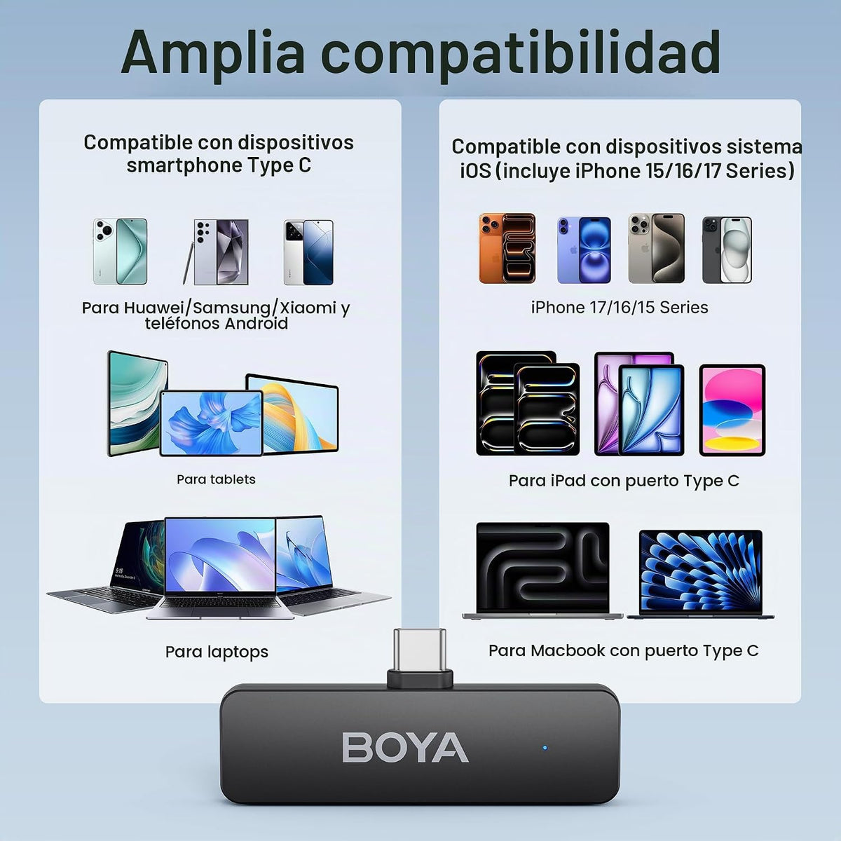 BOYA BY-V4U Micrófono Lavalier inalámbrico para iPhone 17\/16\/15 S...