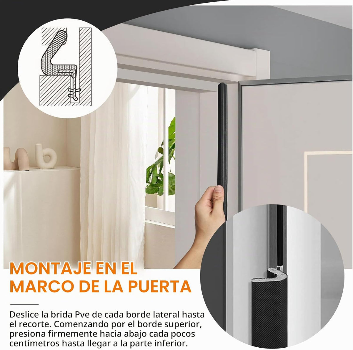 Storystore Burlete para puertas y ventanas de 6.1 m, sello de puert...