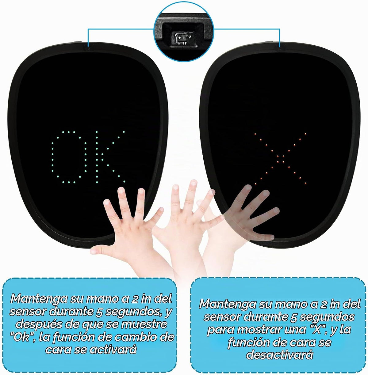 Depointer Life Máscara LED con detección de gestos, máscara transfo...