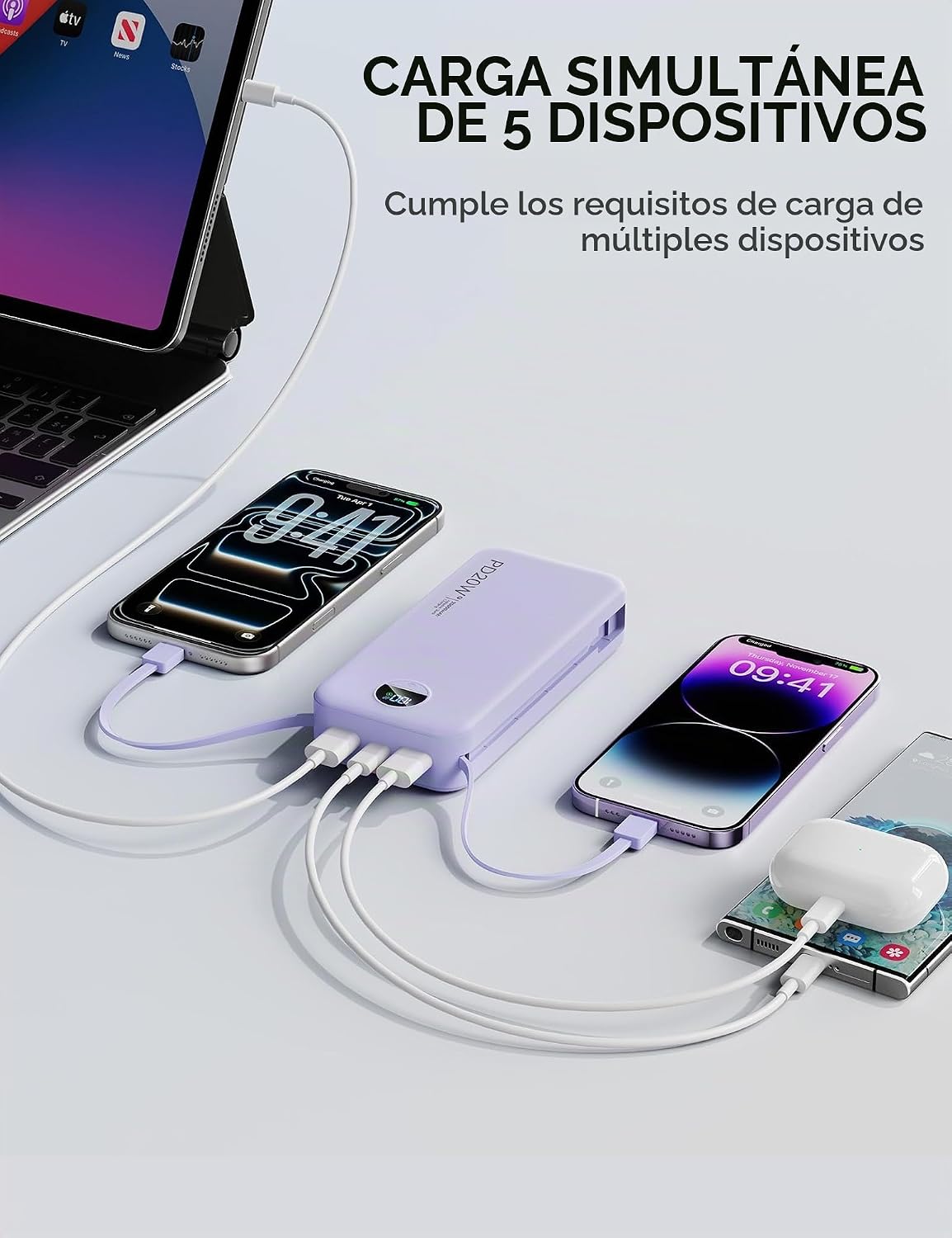 Nusyddy Cargador portátil de 20000 mAh de carga rápida con enchufe...