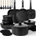KIKCOIN Juego de ollas y sartenes, juego de 30 utensilios de cocina...