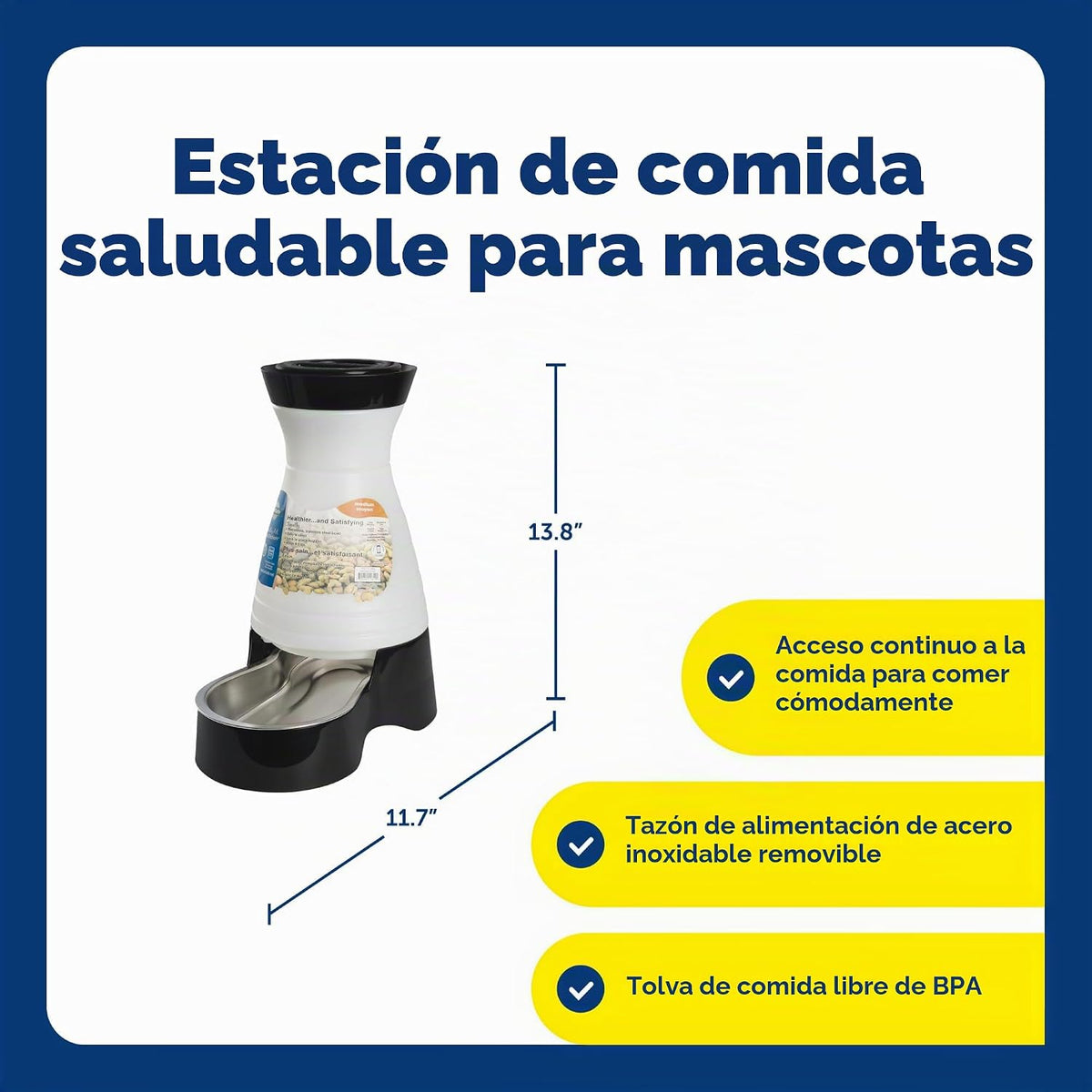 Estación de comida PetSafe para perros y gatos con tazón de acero i...