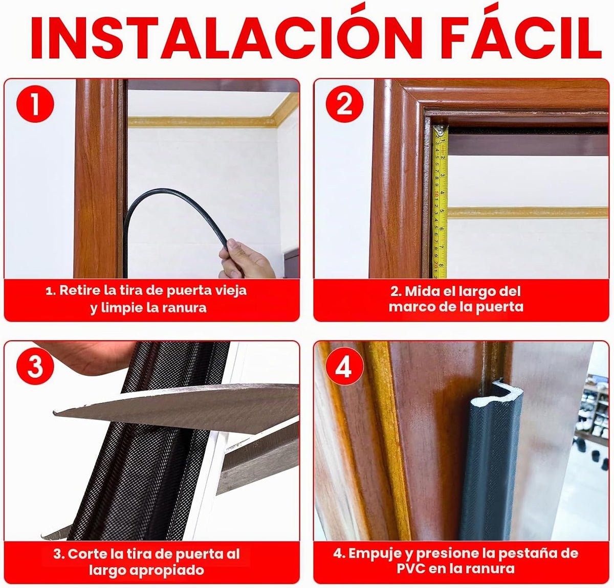 Burlete de Puerta Extra Ancho para Sellar, Burlete Negro Kerf para...