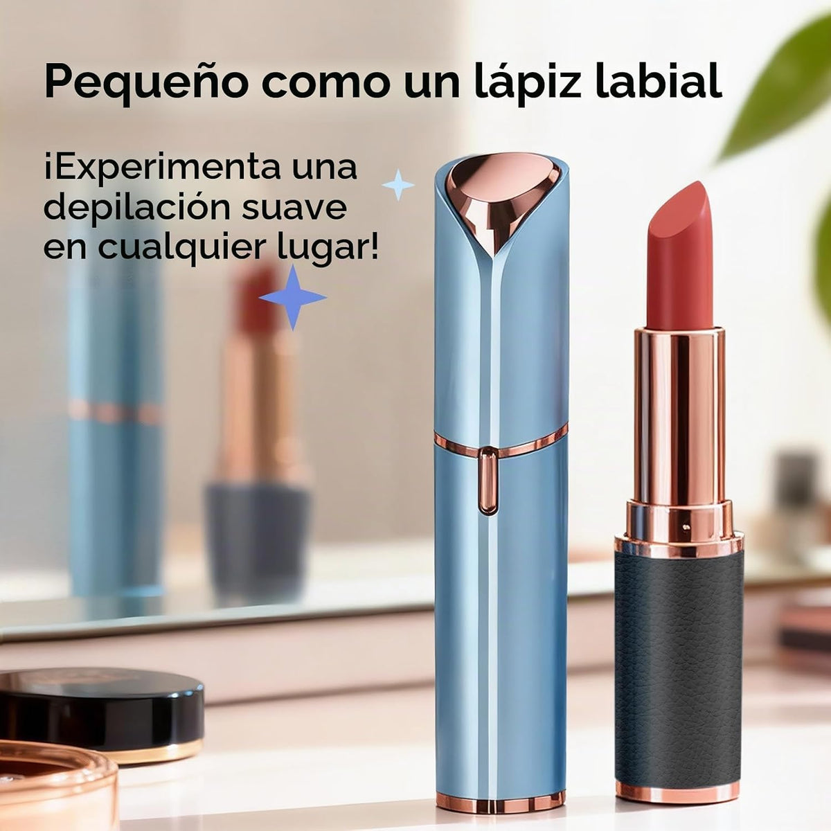 Depilación facial para mujeres, como se ve en la afeitadora facial...