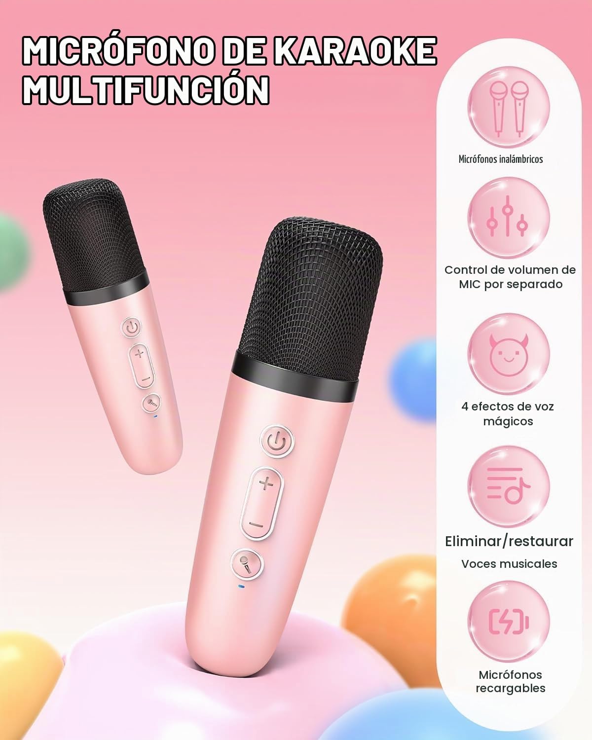 YLL Mini máquina de karaoke con 4 micrófonos inalámbricos, regalos...