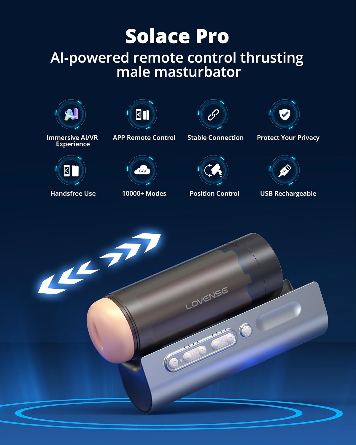 LOVENSE Solace Pro Masturbador masculino automático de empuje máqui...