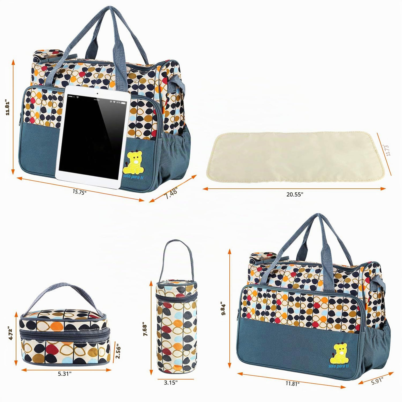 Moclever Juego de 5 Piezas de Bolsa de Pañales Tipo Tote para Artíc...