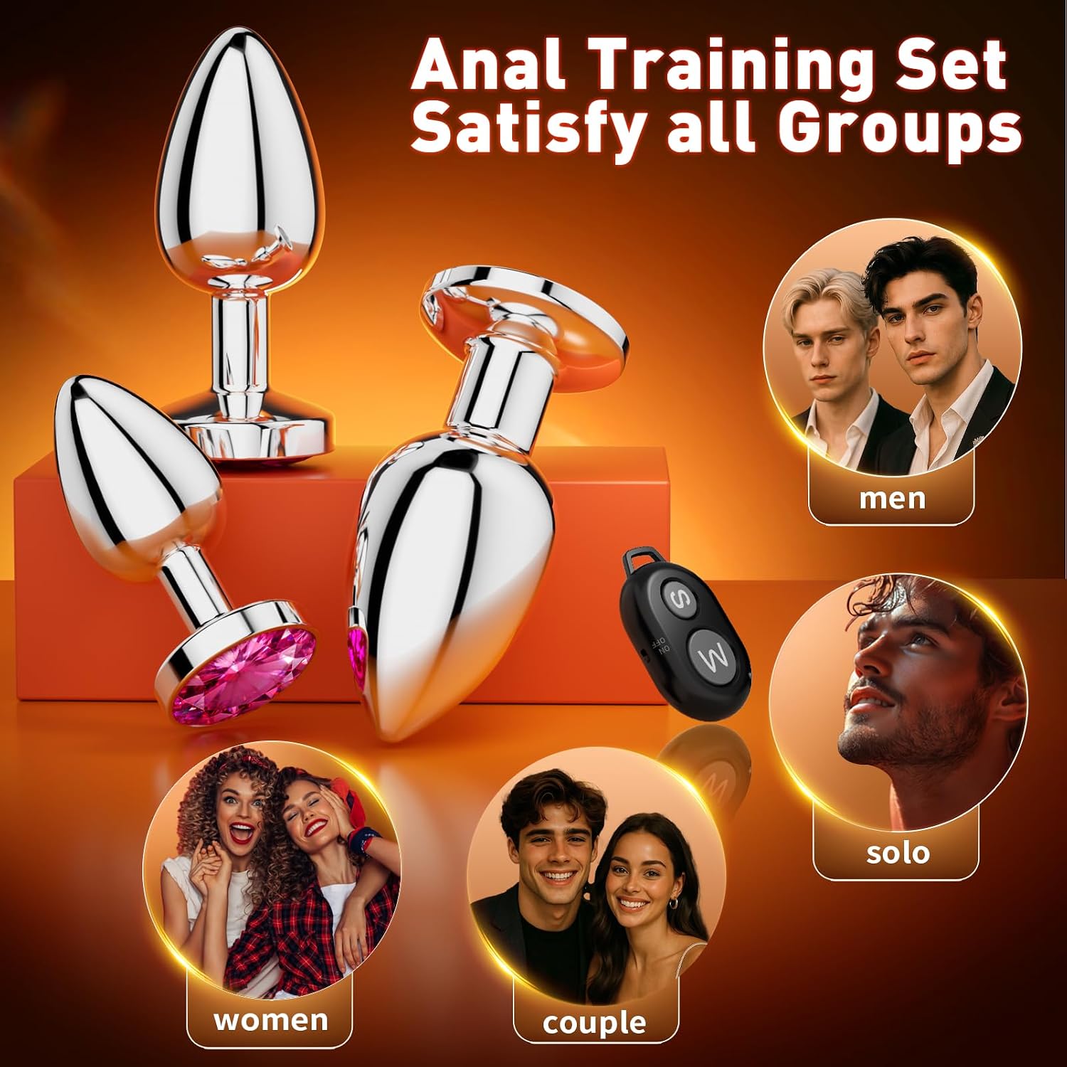 Yolodit Enchufe anal vibrador de tapón de glúteos, 3 juguetes anale...