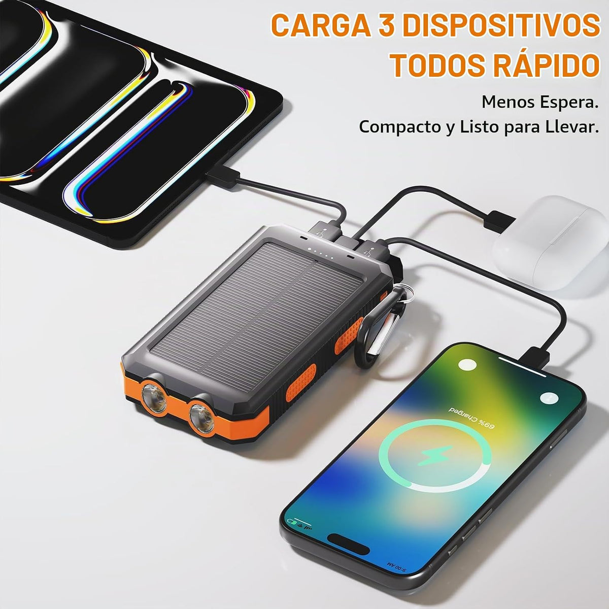 Banco de energía solar 38800mAh cargador portátil para teléfono con...