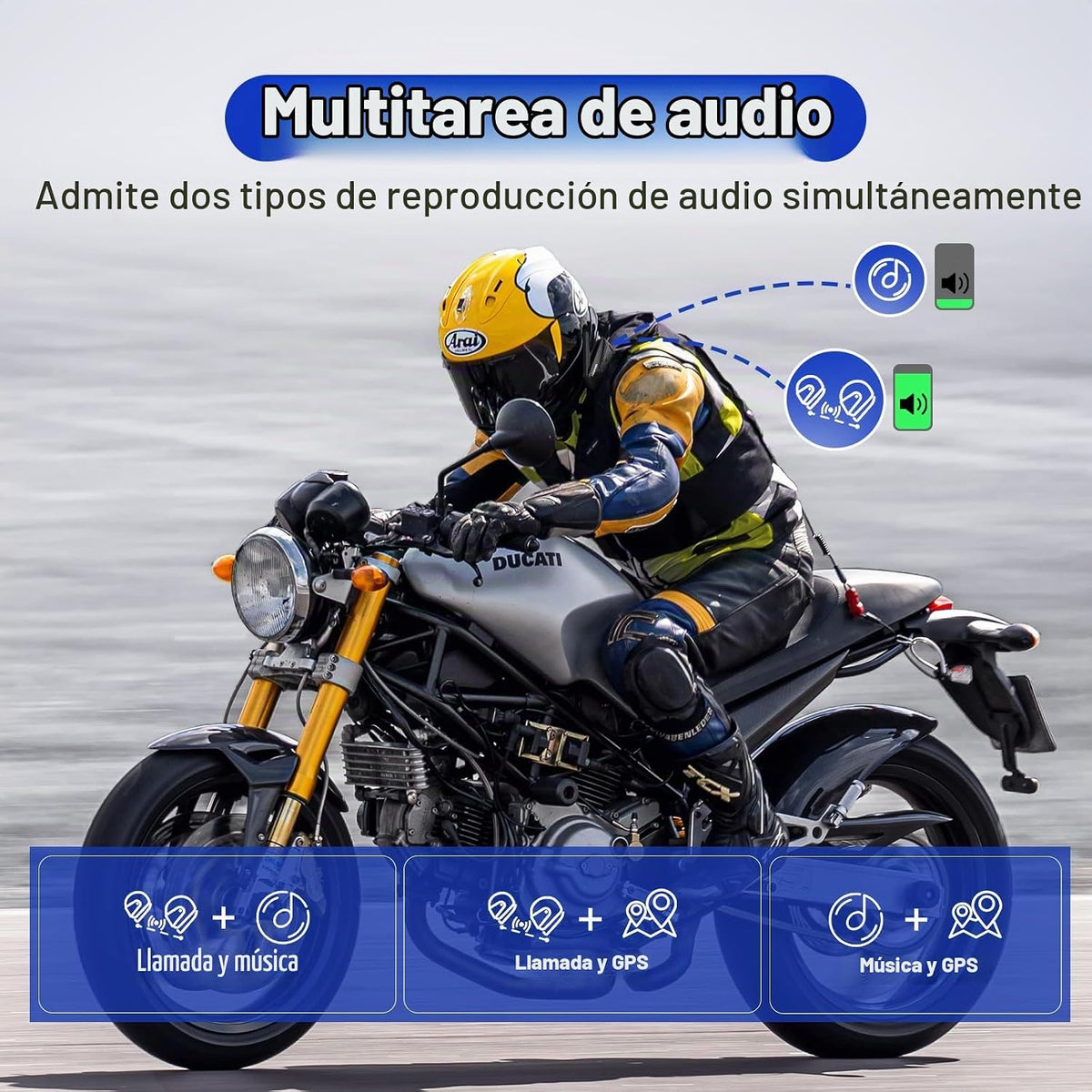 LEXIN MeshCom - Auriculares Bluetooth para motocicleta, intercomuni...