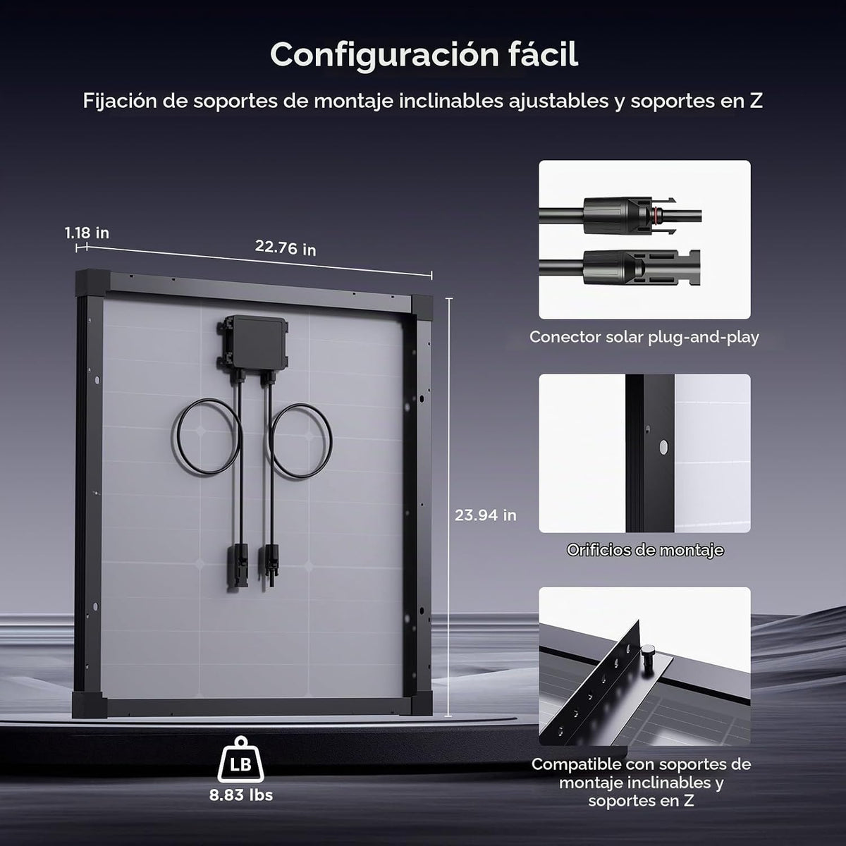 Callsun - Panel solar de 50 vatios, tipo N 16BB 25% de alta eficien...