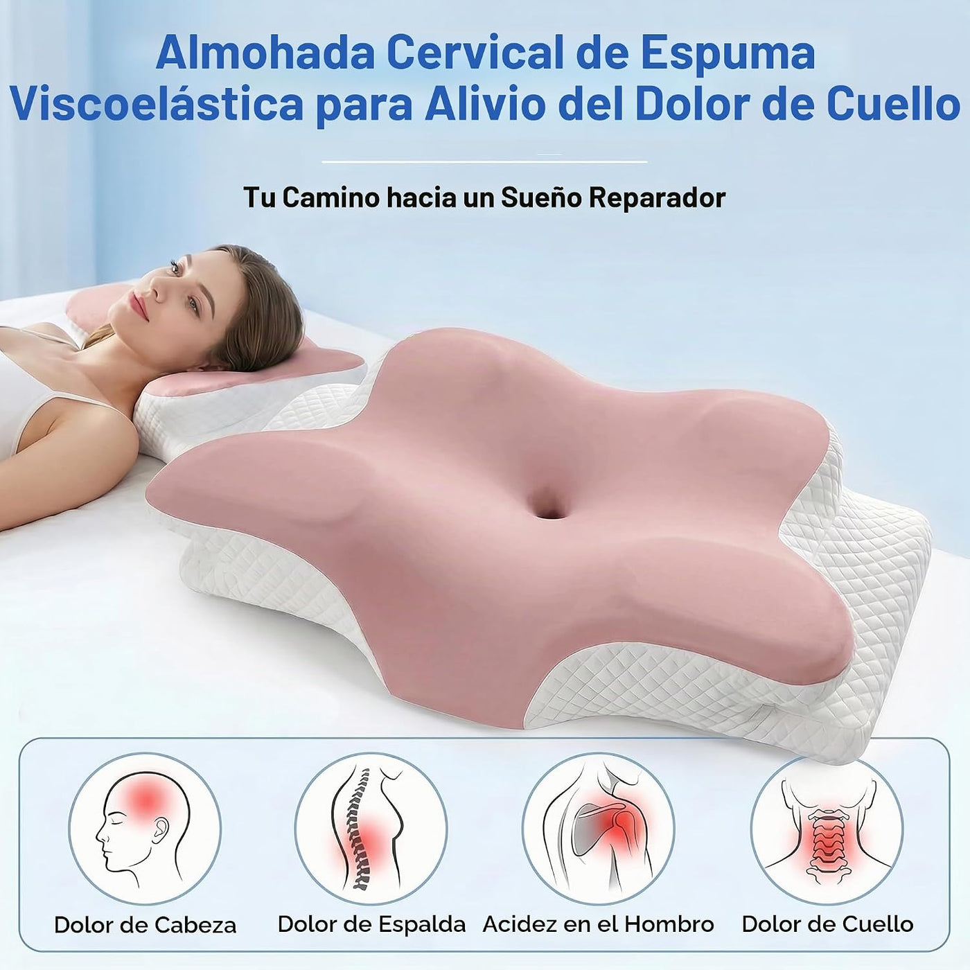 Almohada cervical para aliviar el dolor de cuello, almohada ortopéd...