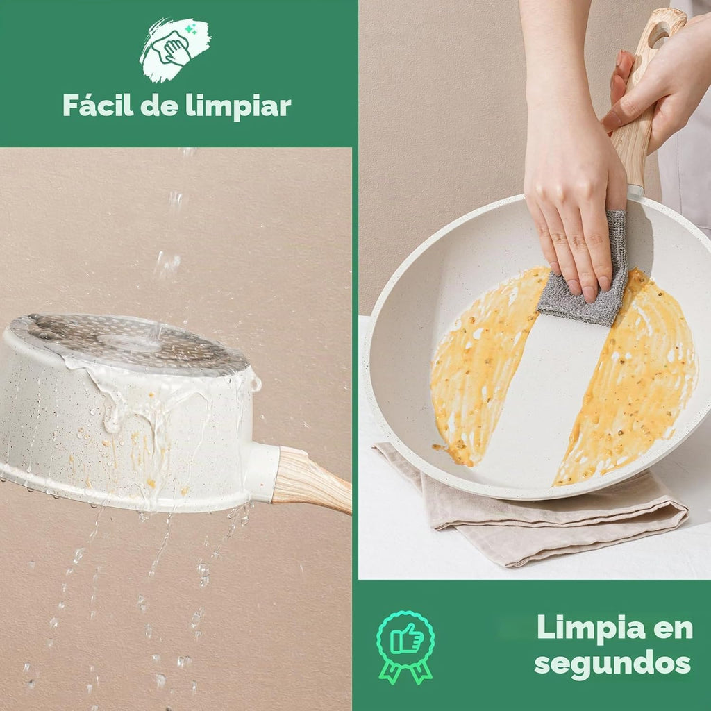 SODAY Juego de ollas y sartenes antiadherentes, 13 piezas de utensi...