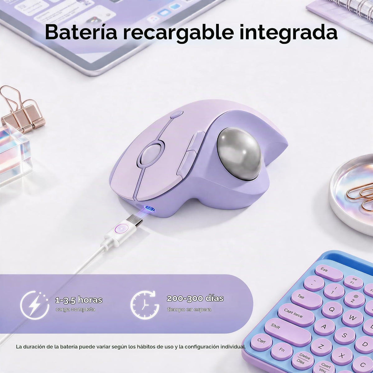 seenda Ratón inalámbrico Trackball, ratón ergonómico Bluetooth, col...