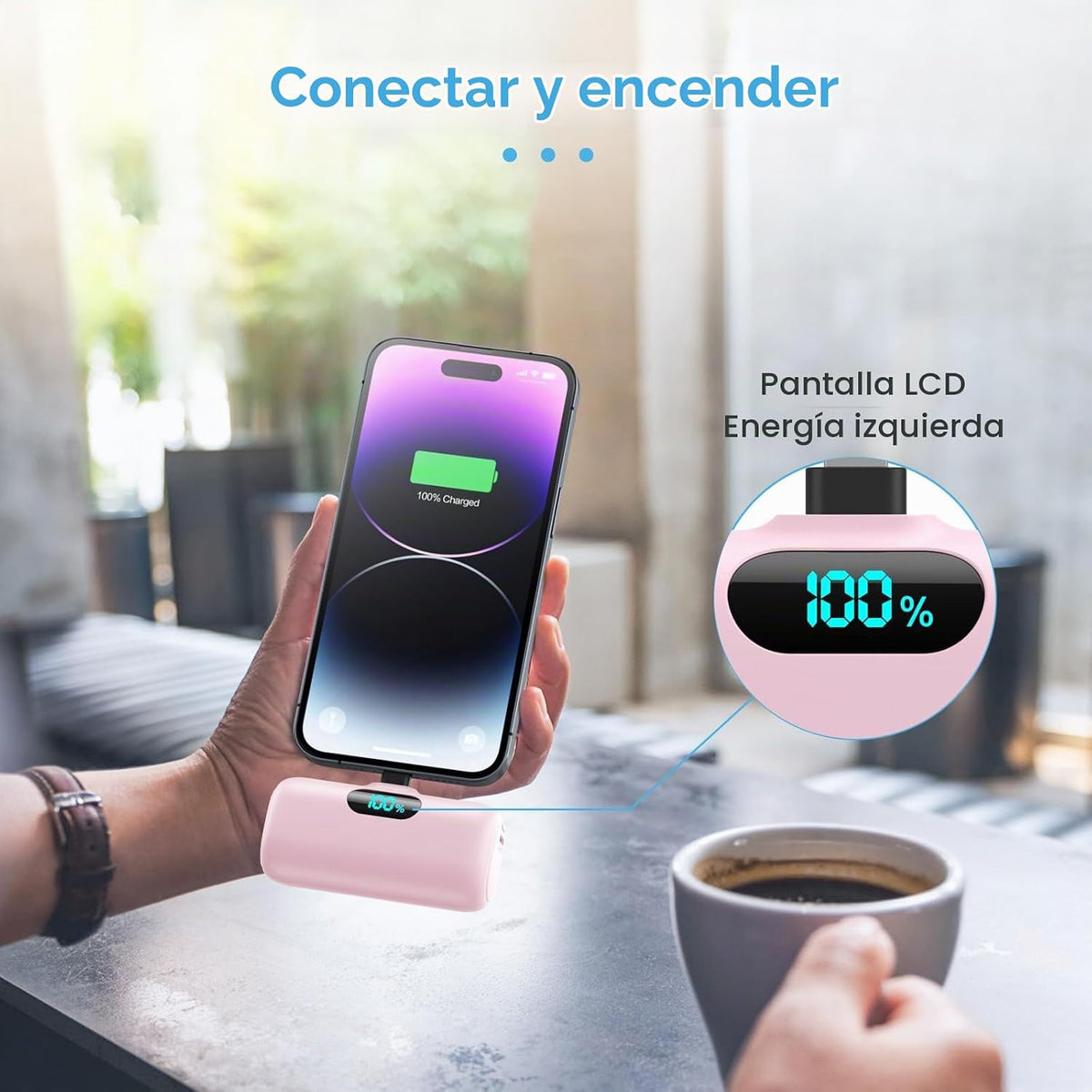 Mini cargador portátil USB C, batería mejorada de carga rápida PD d...
