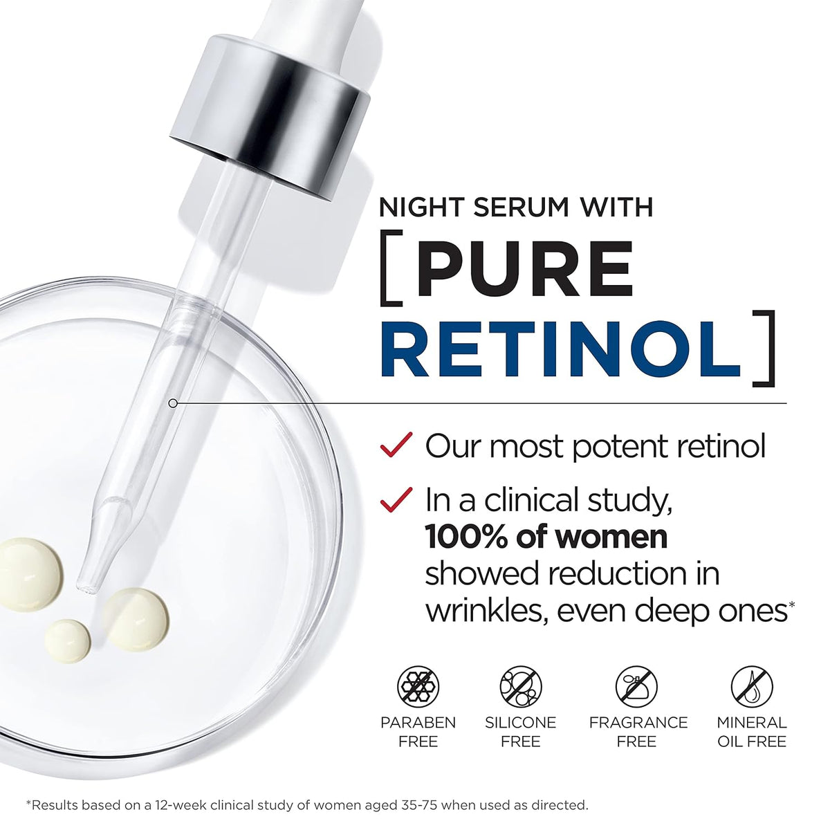 L'Oreal Paris Revitalift - Suero nocturno de retinol 0.3% puro,...