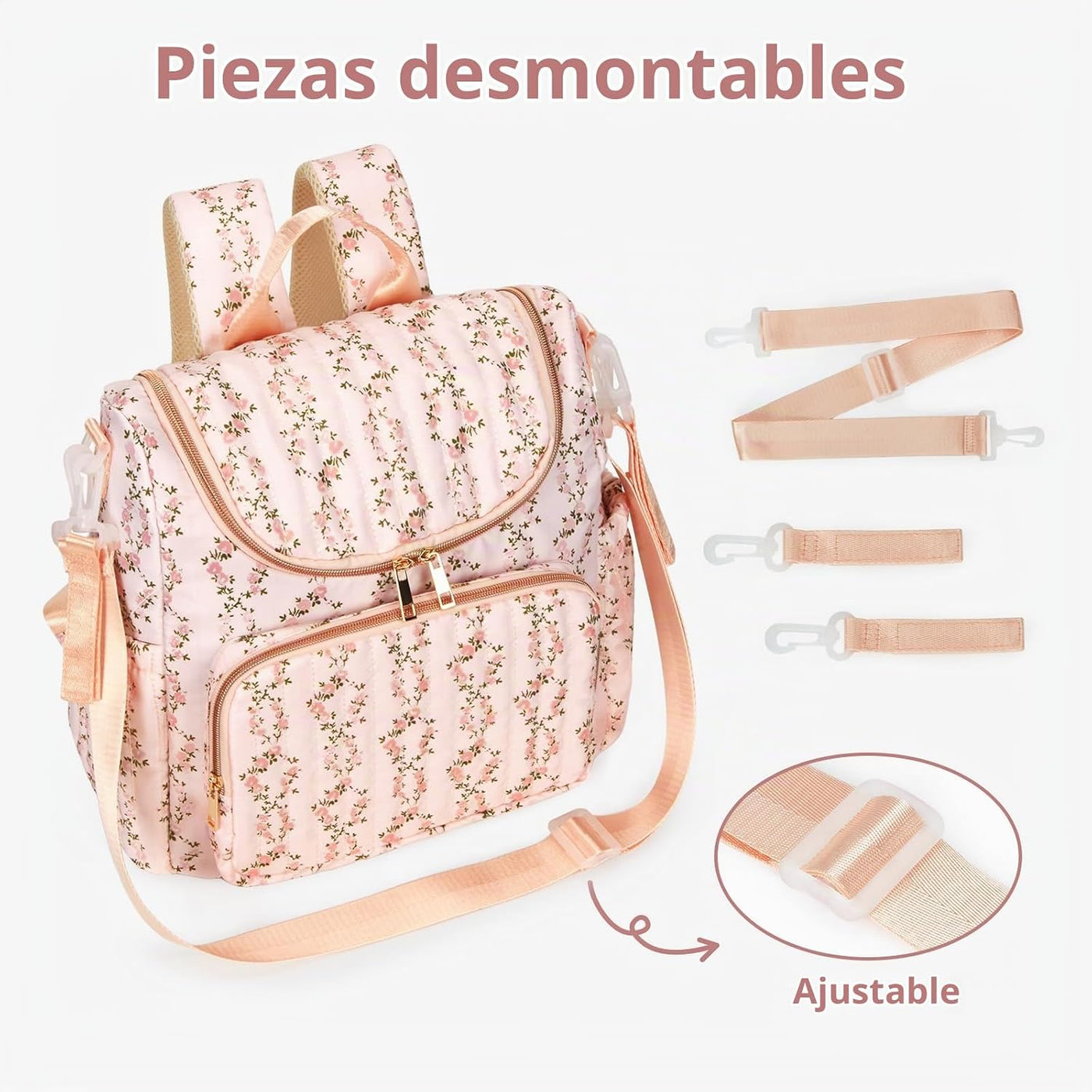 YESFIXS Mochila acolchada para pañales, mochila grande con estampad...