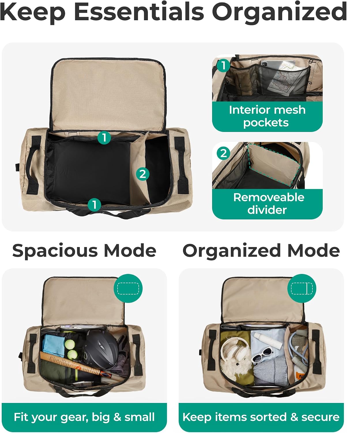 BAGSMART Bolsa de viaje plegable 83L, bolsa de lona grande para via...