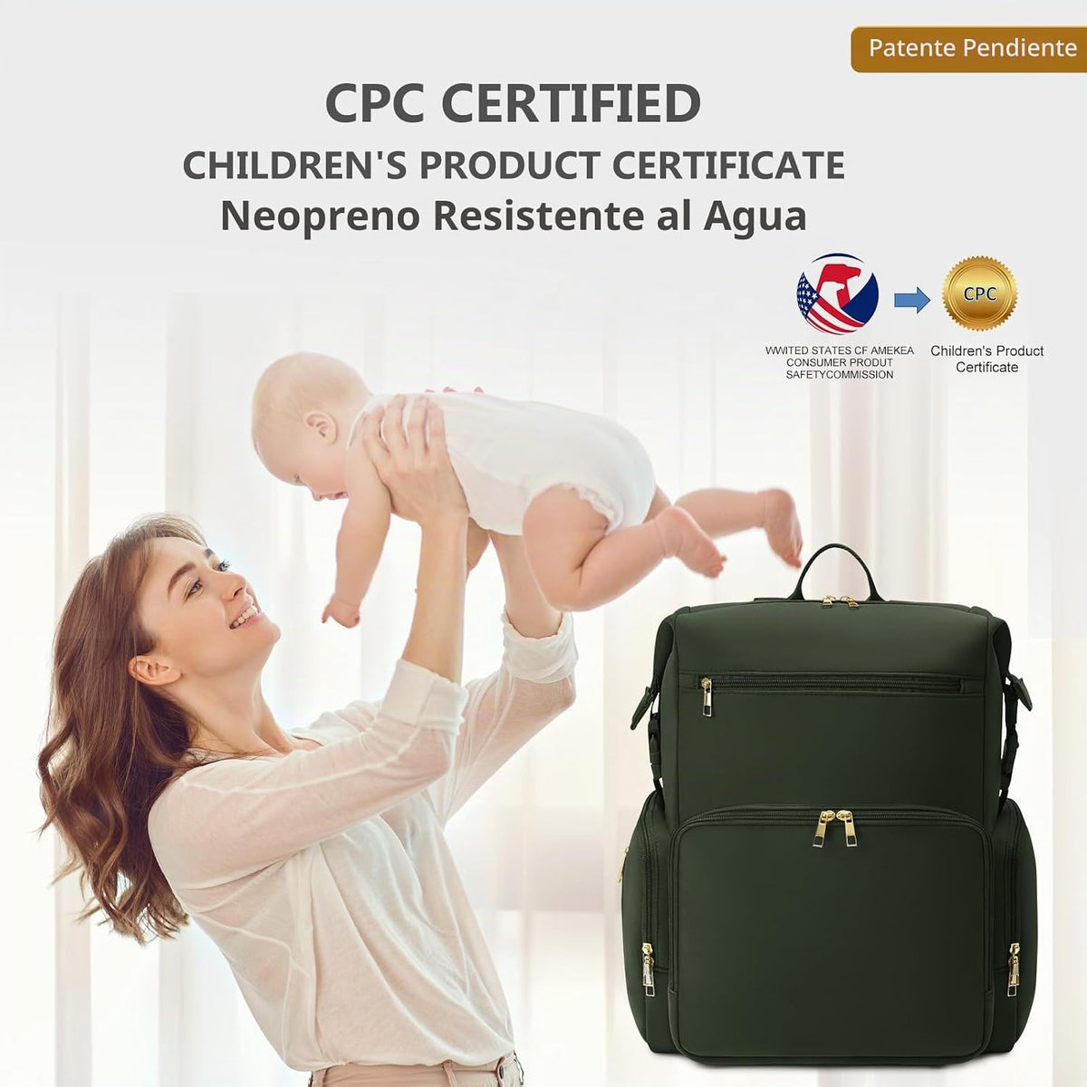 CEI-CEI Mochila de neopreno para pañales con bolsillos aislados, bo...