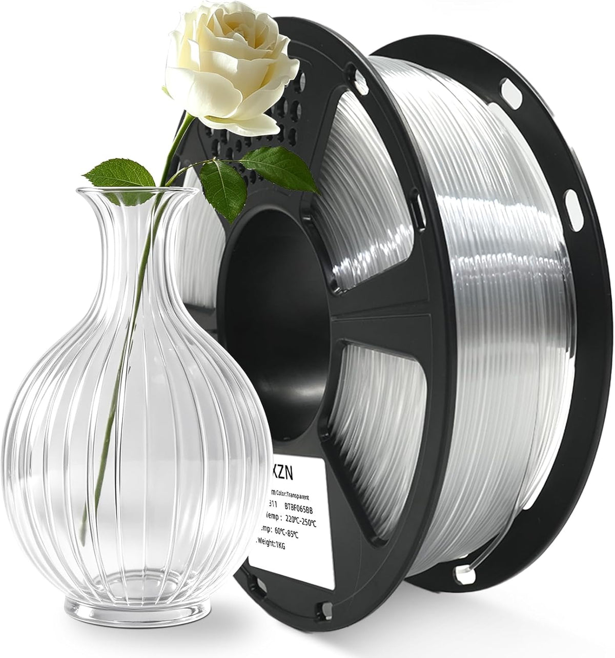 XZN - Filamento PETG de 0.069 pulgadas para impresora 3D, transpare...