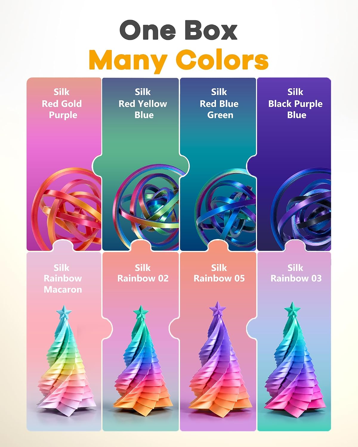 YOOPAI Filamento PLA Silk Rainbow de 0.07 in, paquete de inicio de...