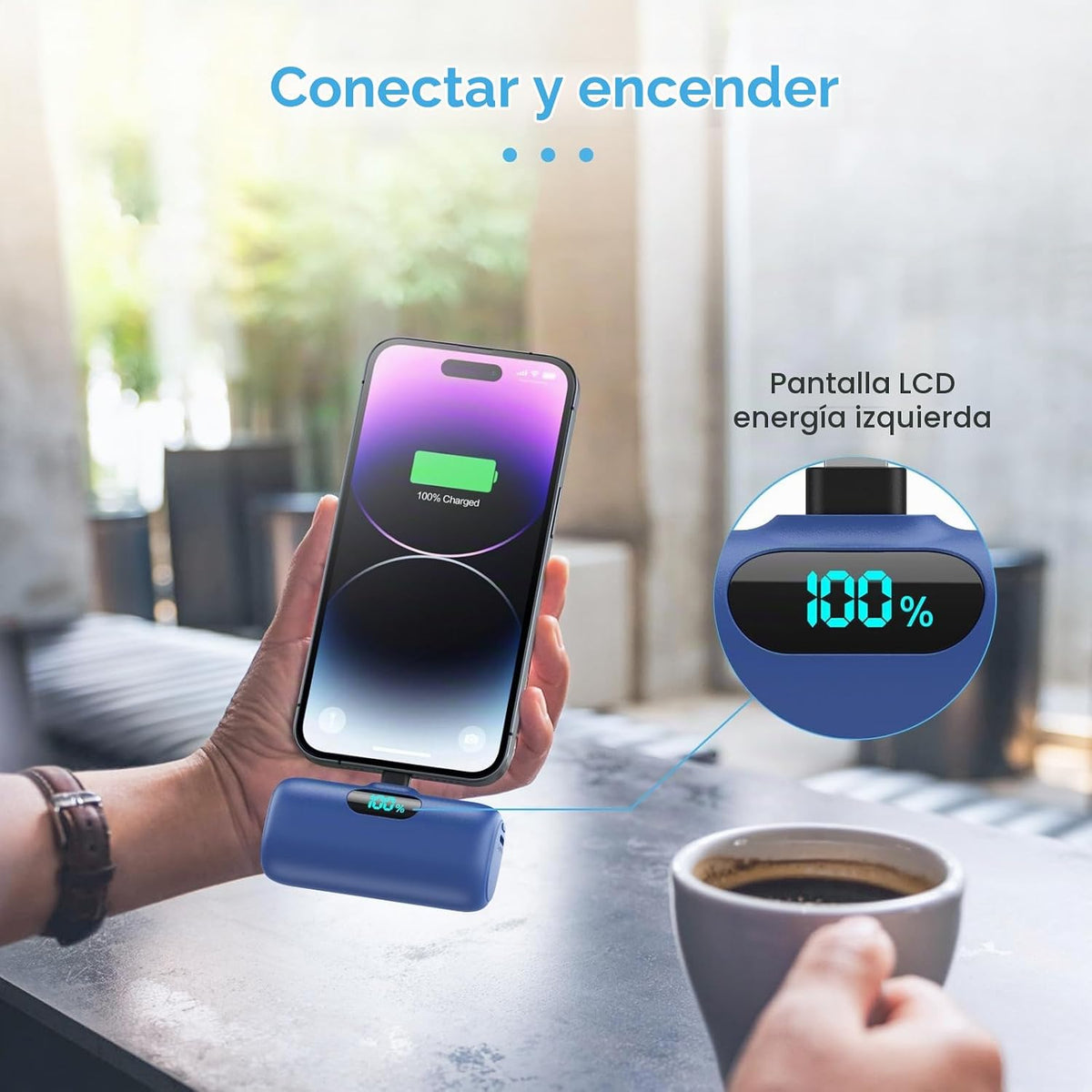 Mini cargador portátil USB C, batería mejorada de carga rápida PD d...