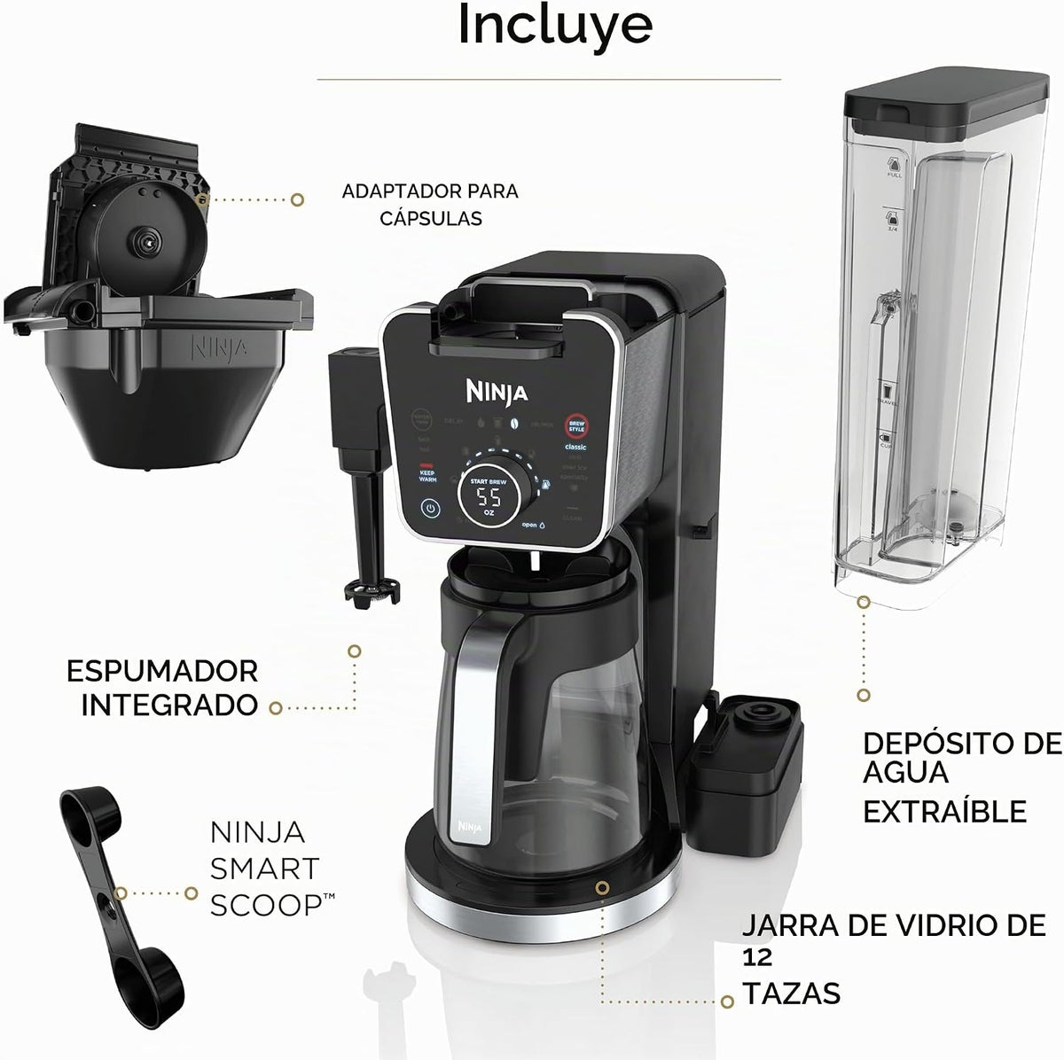 Ninja Cafetera de goteo con combo K Cup, sistema de café especial D...