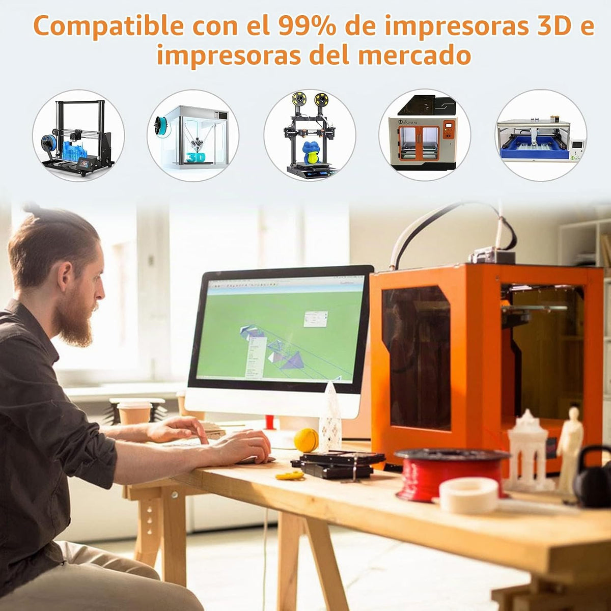 iSANMATE - Filamento PLA de 1\/16 pulgadas de dos colores para impr...