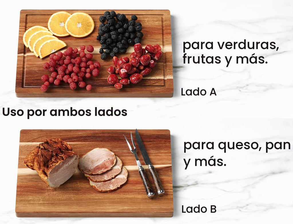 Fibogollo Tablas de cortar de madera de acacia para cocina (juego d...