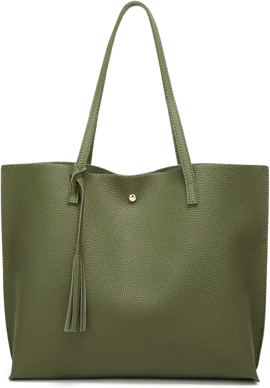 Dreubea - Bolsa de hombro y de mano de piel sintética suave para mu...