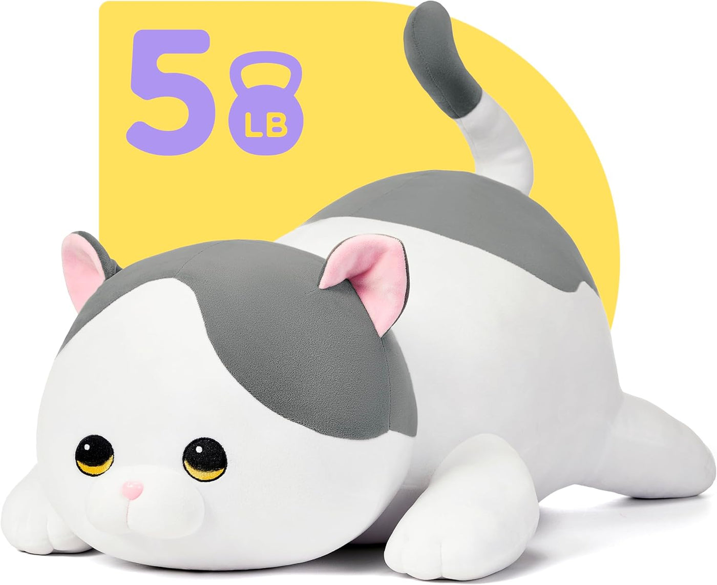 IKASA Juguete de peluche gigante de 5 libras con peso de gato, jugu...