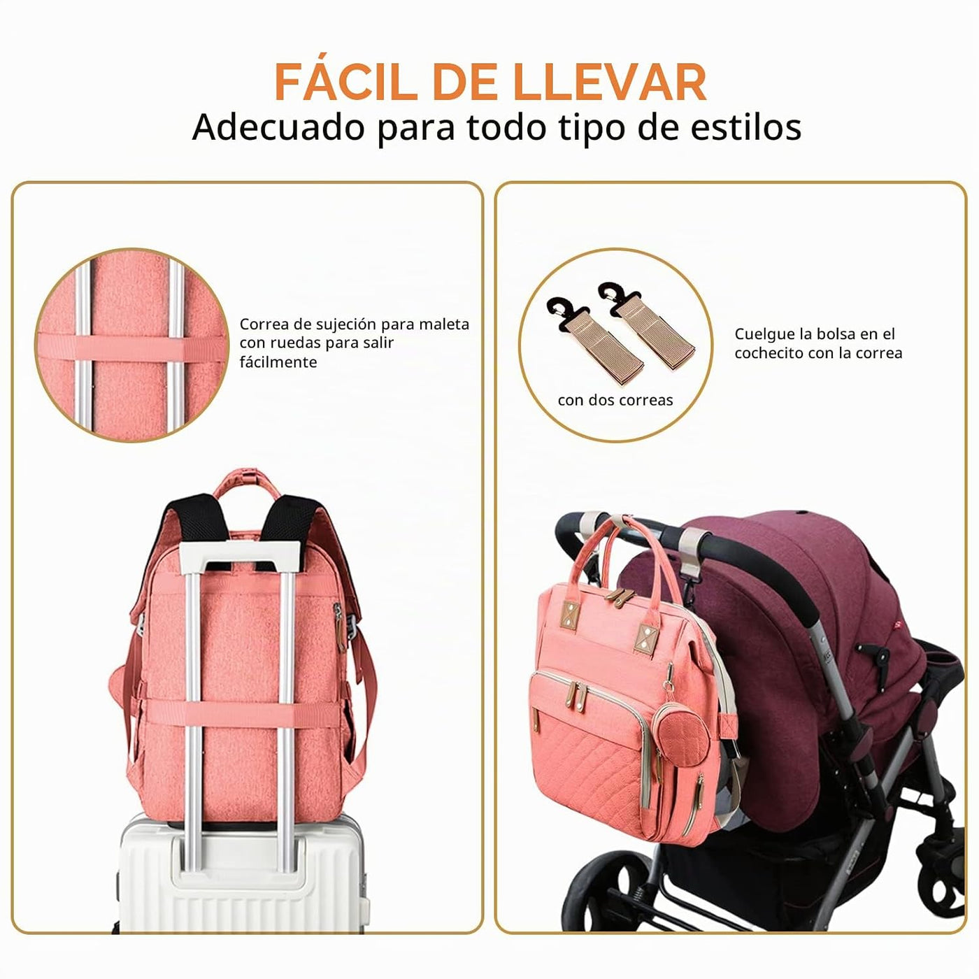 GurZinn Mochila para pañales con cambiador portátil, mochila multif...