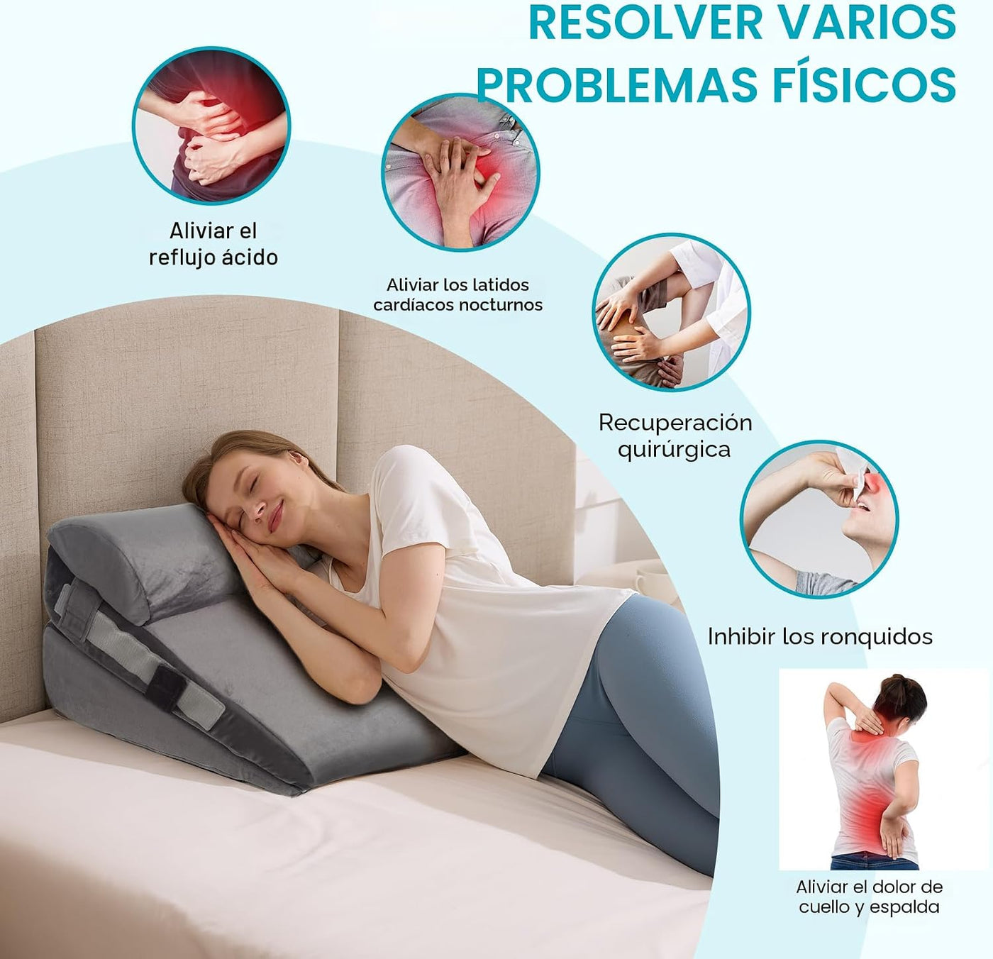 WGAKCED Juego de 3 almohadas en forma de cuña para después de la ci...