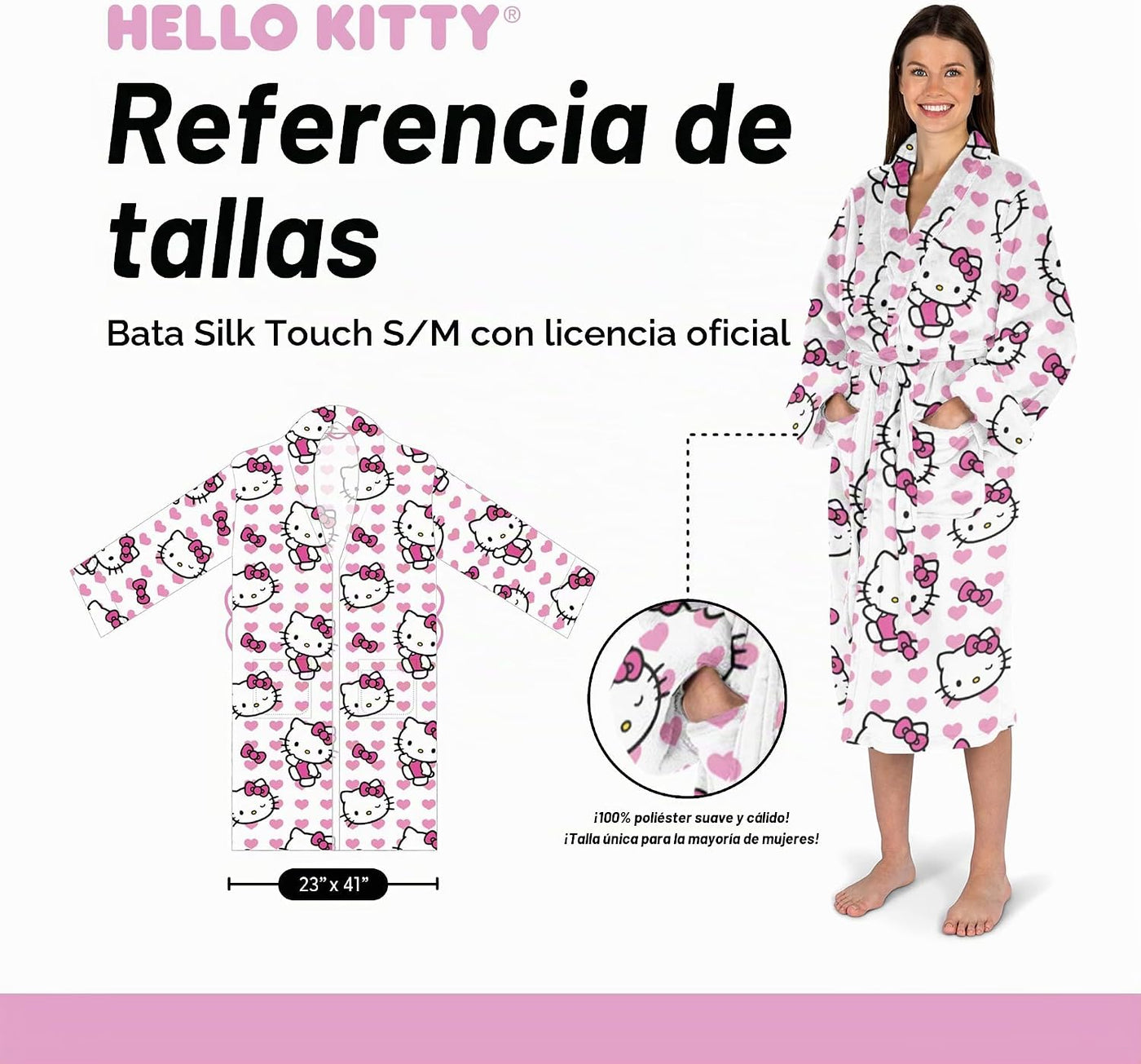 Northwest - Bata de Hello Kitty para mujer de seda táctil para esta...