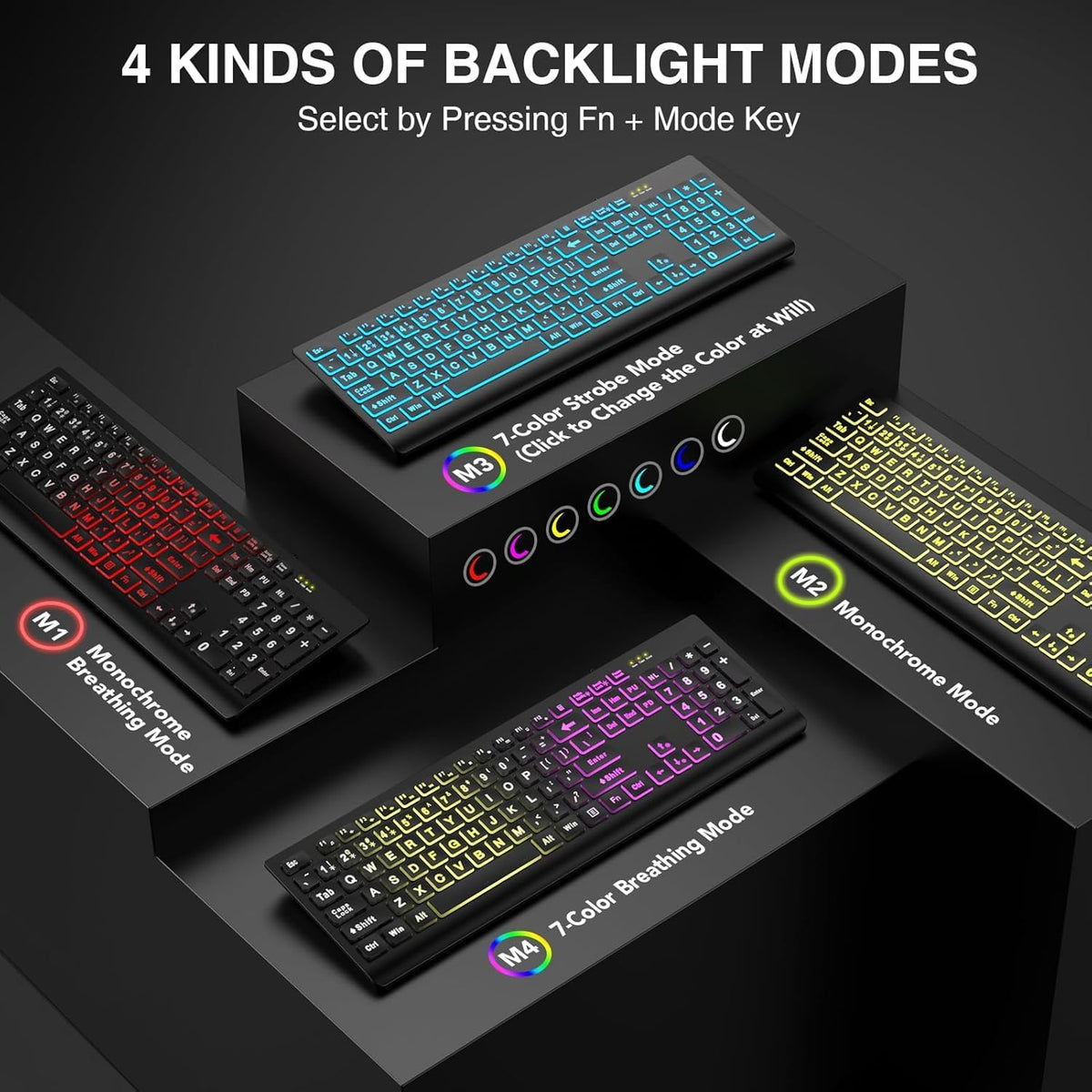 SABLUTE K11PRO Teclado retroiluminado de impresión grande, fuente 3...