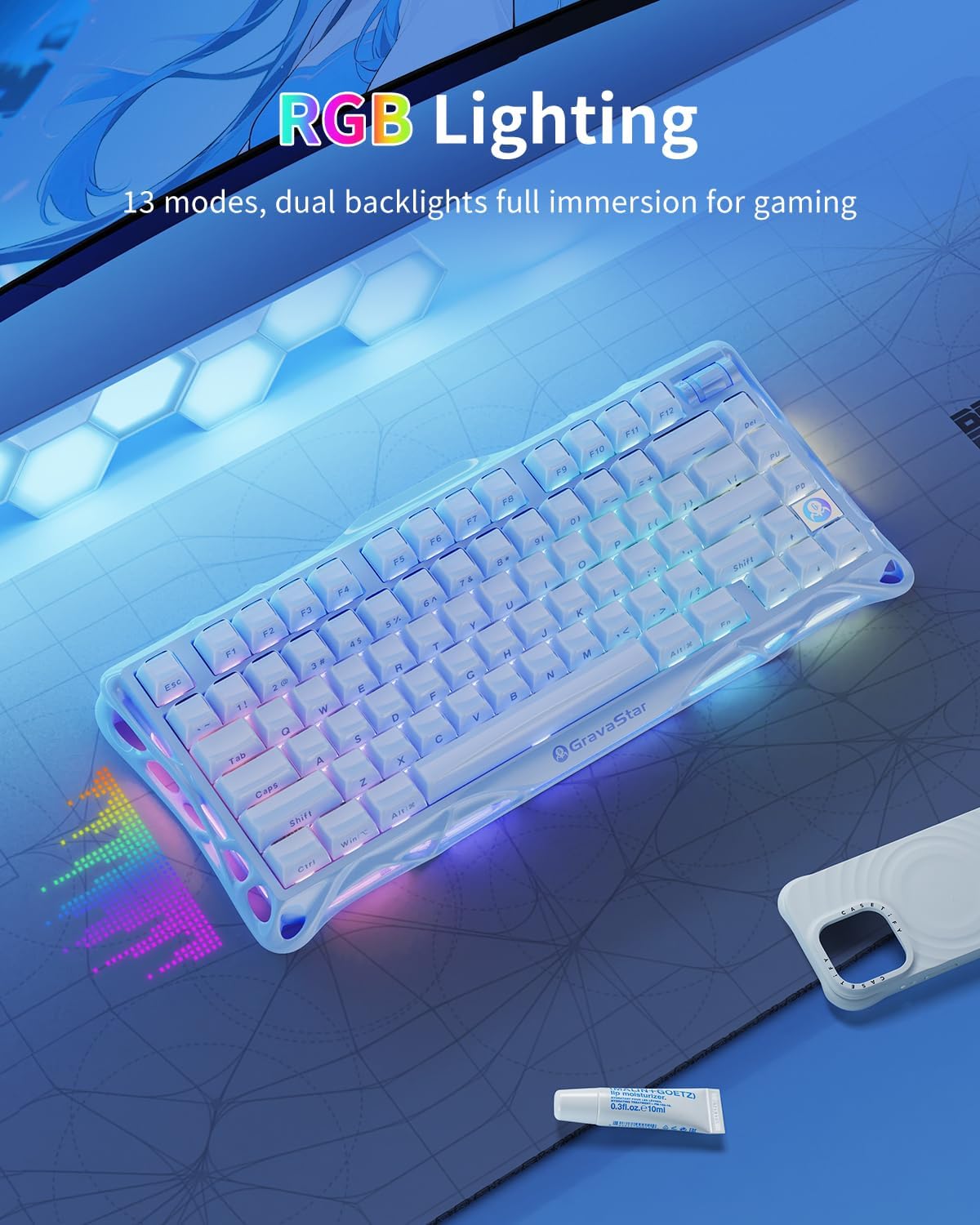 GravaStar Mercury K1 75% Teclado mecánico inalámbrico para juegos,...